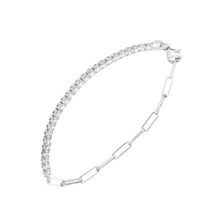 Rhodinert sølv armlenke zirconer 19cm