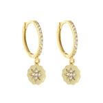 Forgylt sølv øreringer CAIA 13mm rundt heng & blanke Cubic Zirconia