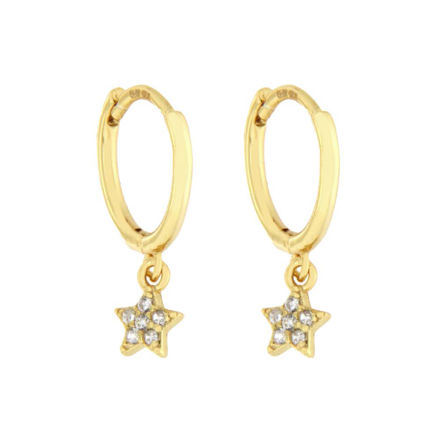 Forgylt sølv øreringer CAIA 12mm med stjerneheng og Cubic Zirconia