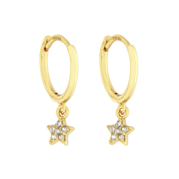 Forgylt sølv øreringer CAIA 12mm med stjerneheng og Cubic Zirconia
