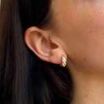 Forgylt sølv øreringer 6mm 16mm med blanke zirconer