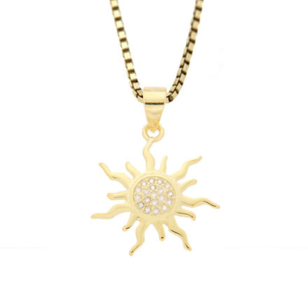 Forgylt sølv halssmykke sol med Cubic Zirconia