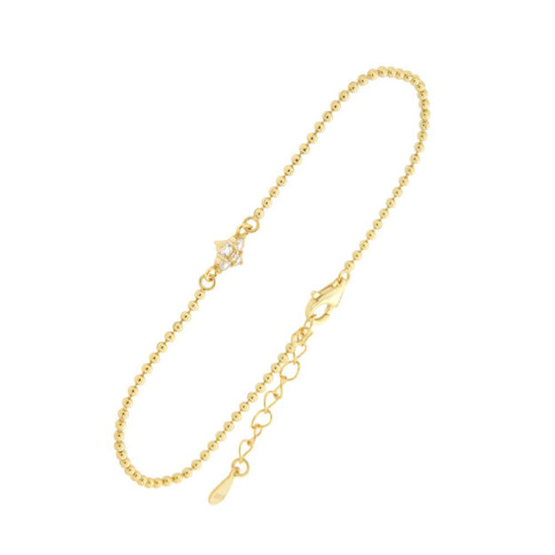 Forgylt sølv armlenke 5 Cubic Zirconia kulekjede 1,5mm 16+3cm