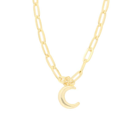 Forgylt sølv halssmykke med halvmåne 42+3cm