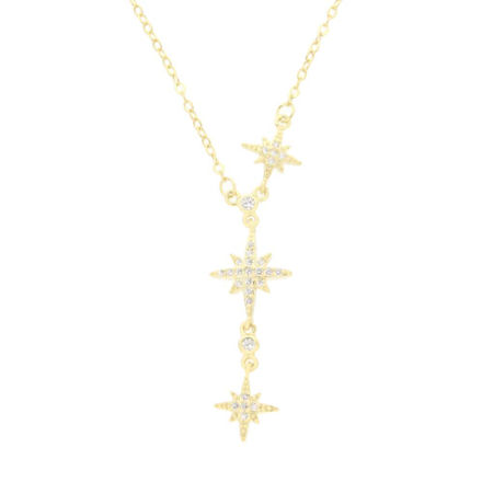Forgylt sølv halssmykke med 3 Nordstjerne zircon 42+3cm