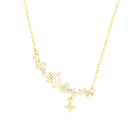 Forgylt sølv halssmykke med zirconer 42+3cm