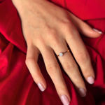 Gull ring rosett med diamanter 0,10ct TW/SI
