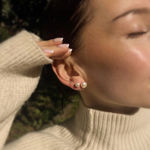 Sølv øredobber rhodinert med 9mm ferskvannsperle