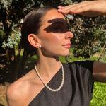 Sølv øredobber rhodinert med 9mm ferskvannsperle