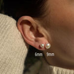 Sølv øredobber rhodinert med 9mm ferskvannsperle