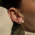 Sølv øredobber rhodinert med 9mm ferskvannsperle