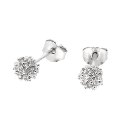 Rhodinert sølv ørepynt kule med zirconer 5mm