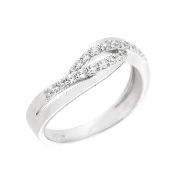 Rhodinert sølv ring med cubic zirconia