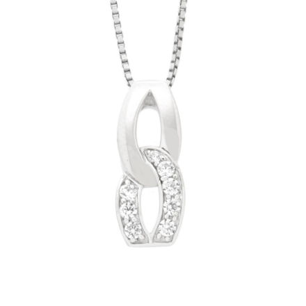 Rhodinert sølv anheng lenkede former blank/cubic zirconia 45cm