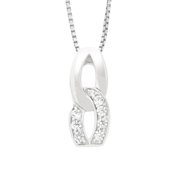 Rhodinert sølv anheng lenkede former blank/cubic zirconia 45cm