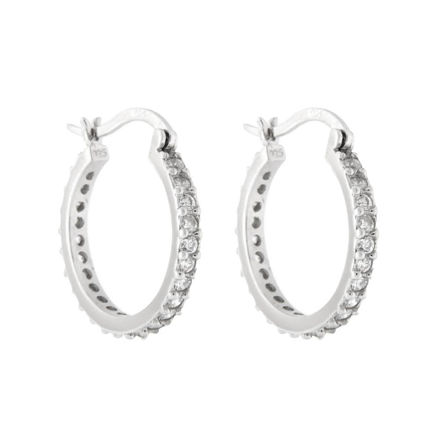 Rhodinert sølv øreringer med zirconer 3mm