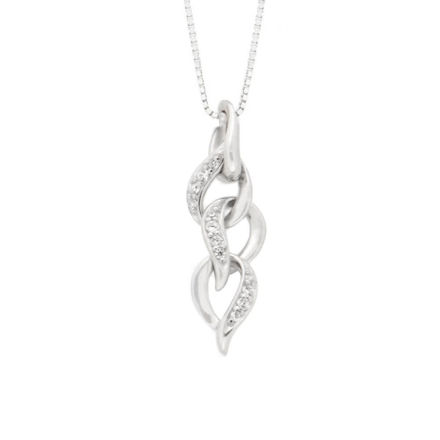 Rhodinert sølv anheng lenke av dråper med cubic zirconia 45cm