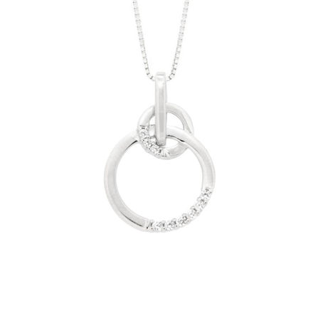 Rhodinert sølv anheng åpne sirkler med cubic zirconia 45cm