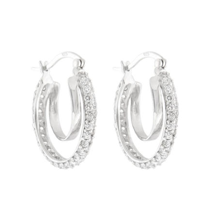 Rhodinert sølv øreringer med blanke zirconer