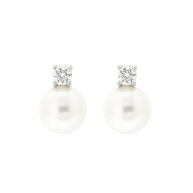 Rhodinert sølv ørepynt perle 10mm med blank zircon 4mm