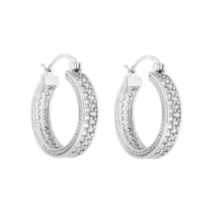 Rhodinert sølv øreringer med blanke zirconer