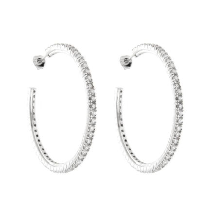 Rhodinert sølv øreringer med blanke zirconer 45mm