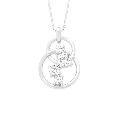 Rhodinert sølv anheng sirkler med cubic zirconia 45cm