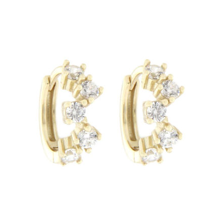 Forgylt sølv øreringer 2mm 13mm med blanke zirconer