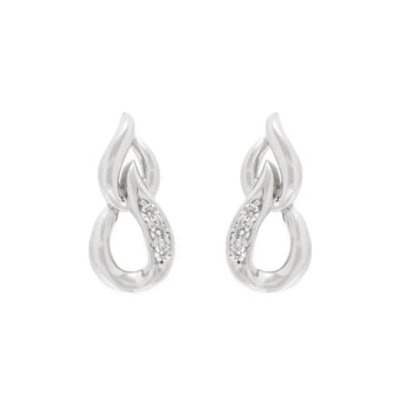 Rhodinert sølv ørepynt lenkede dråper med cubic zirconia