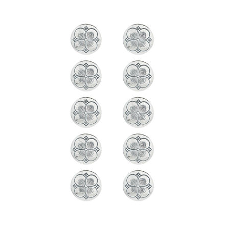 10-pk oksidert sølv kløverknapp 16mm med kort hempe