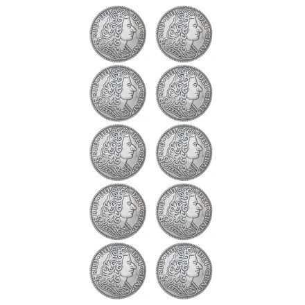 10-pk oksidert sølv myntknapp 21mm med lang hempe