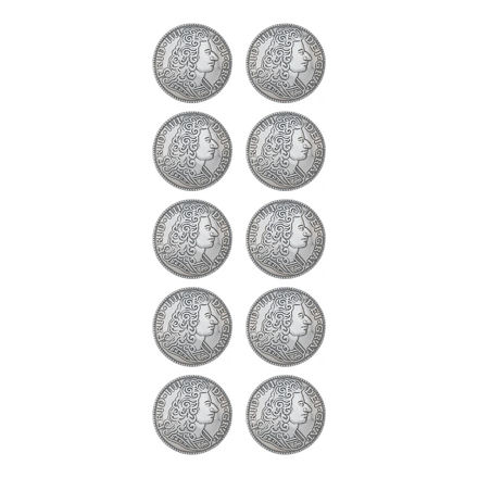 10-pk oksidert sølv myntknapp 19mm med lang hempe