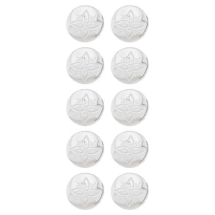 10-pk hvitt sølv gravert knapp 19mm