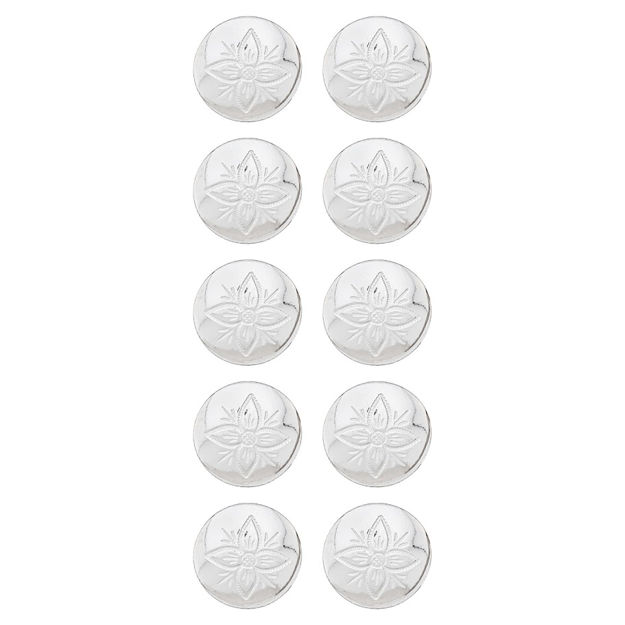 10-pk hvitt sølv gravert knapp 19mm
