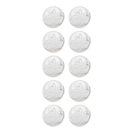 10-pk hvitt sølv gravert knapp 17mm