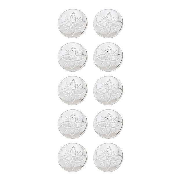 10-pk hvitt sølv gravert knapp 17mm