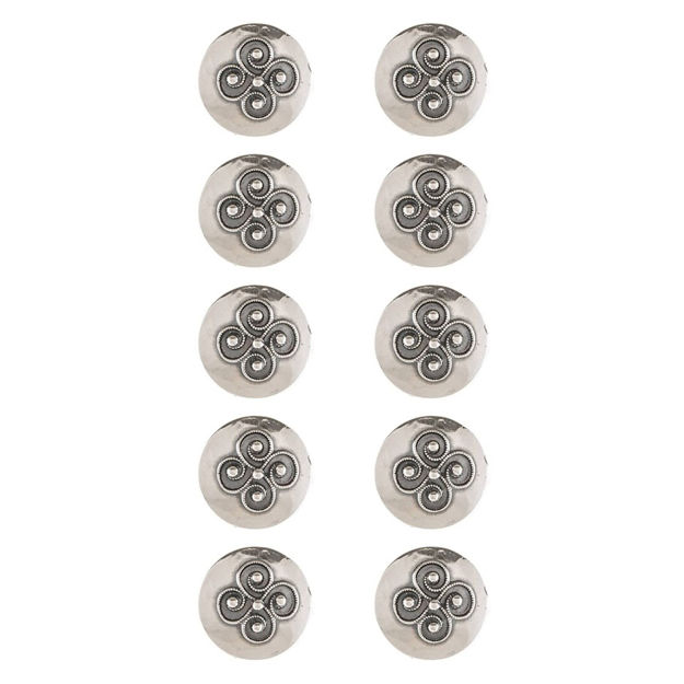 10-pk oksidert sølv knapp filigran 18mm med kort hempe
