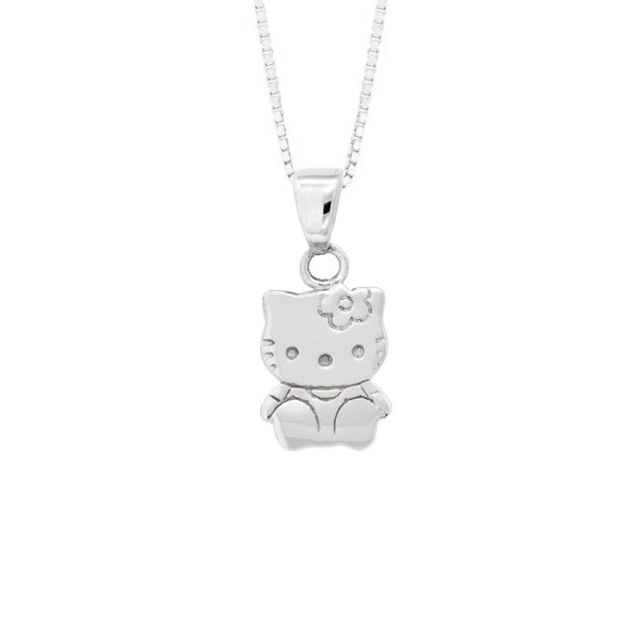 Rhodinert sølv anheng Hello Kitty 10x12.5mm