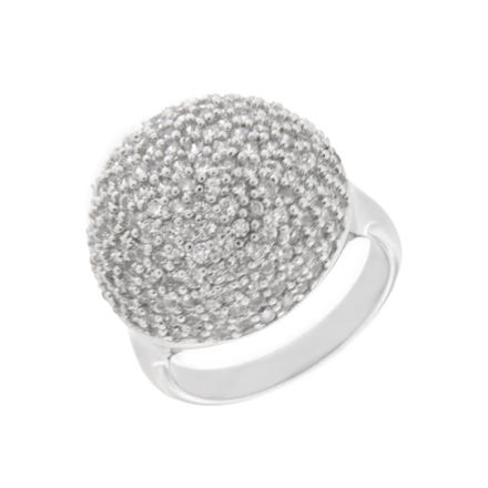 Rhodinert sølv ring kule med zirconer 20mm
