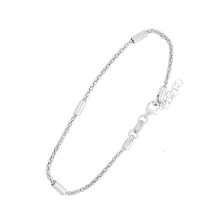 Rhodinert sølv armlenke med staver 18+2cm