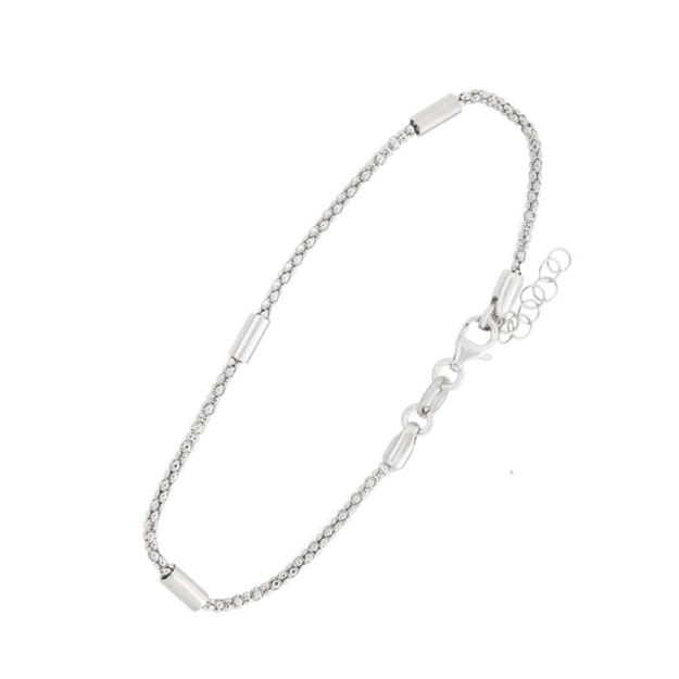 Rhodinert sølv armlenke med staver 18+2cm