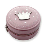 Smykkeskrin rosa velur med tinnkrone