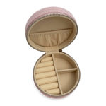 Smykkeskrin rosa velur med tinnkrone