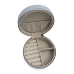 Smykkeskrin lys blå velur med tinnkrone