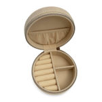 Smykkeskrin beige velur med tinnkrone