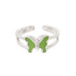 Ring sølv grønn sommerfugl 7x9mm justerbar
