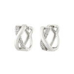 Rhodinert sølv øreringer 6mm 14mm med blanke zirconer