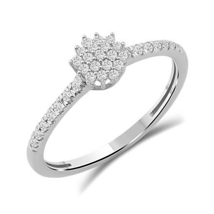 Ring hvitt gull med diamanter totalt 0,22ct TW/SI