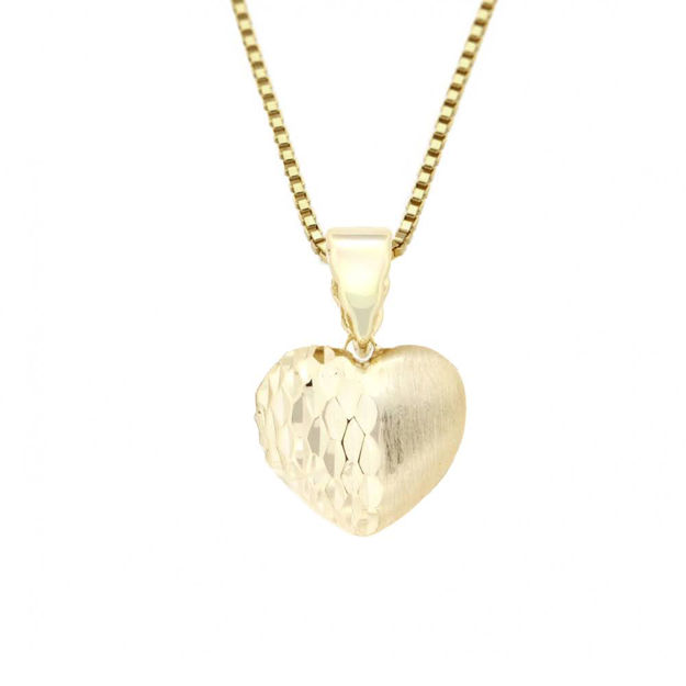 Forgylt sølv medaljong hjerte 16x15mm slipt/satinert