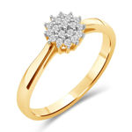 Gull ring rosett med diamanter totalt 0,22ct TW/SI